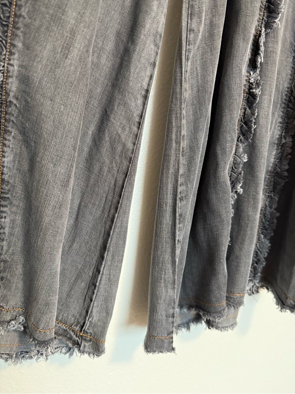 Easel - Washed Distressed Drawstring Elastic Waist Gray Grey Wide Leg Pant - 1X - Picture 12 of 14